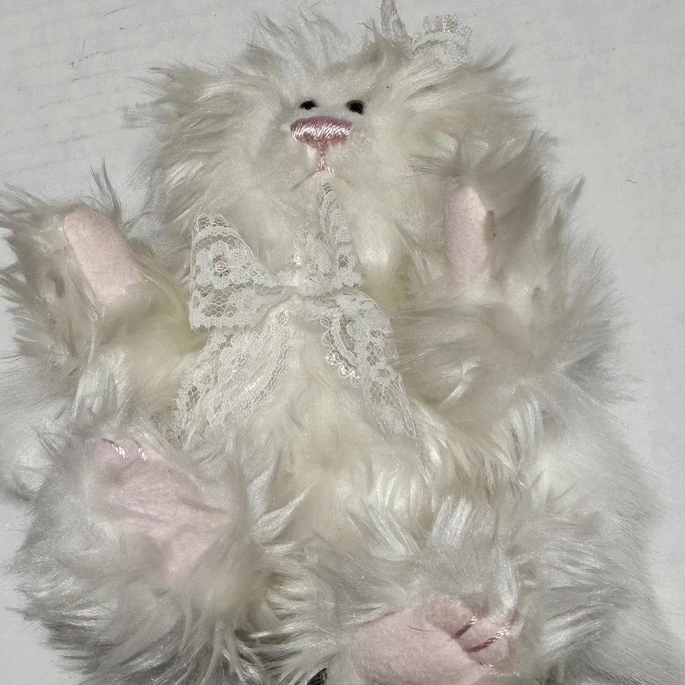 A&A Angel Teddy Bear Plush Jointed Stuffed Toy White W Wings Pink‎ Nose & Toes
